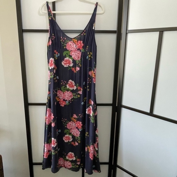 [S] Free People Navy Blue & Pink Softest Floral Maxi Dress Loungewear - Picture 4 of 13